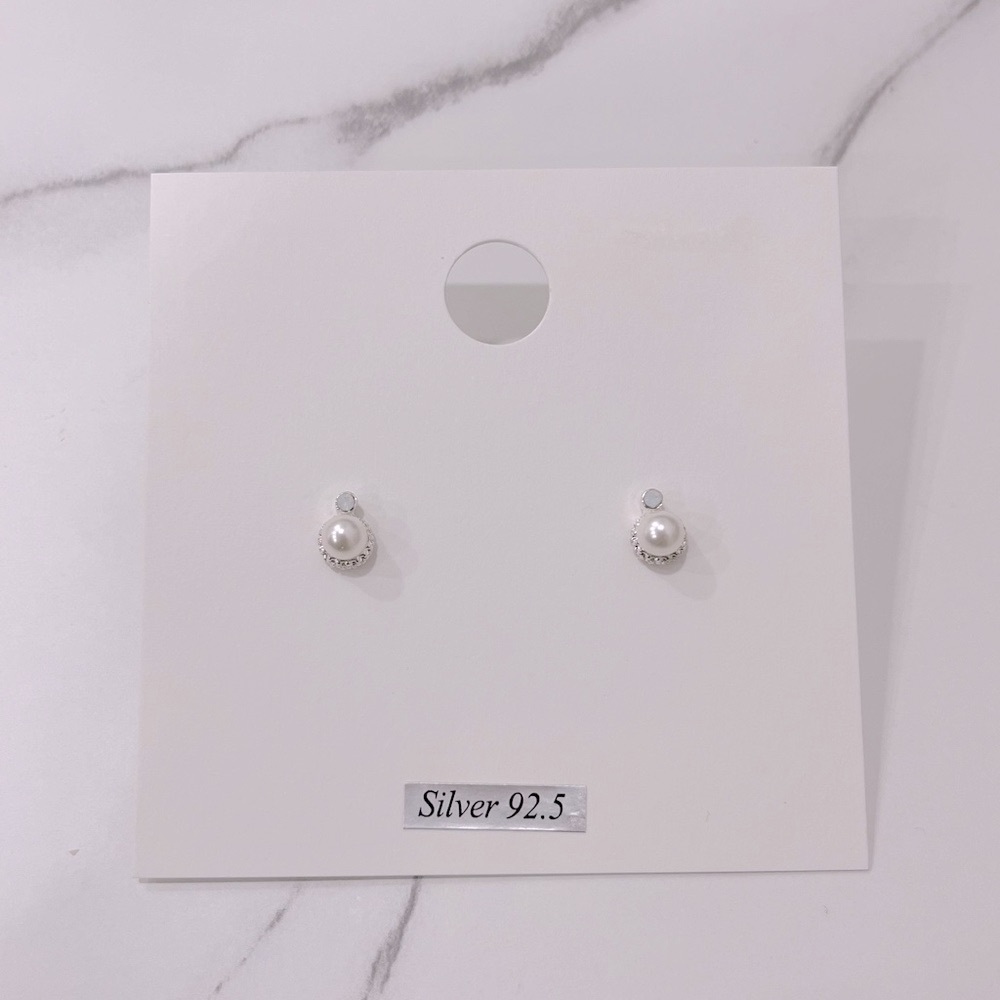 Pearl & Diamond Stone Sterling Silver Earrings